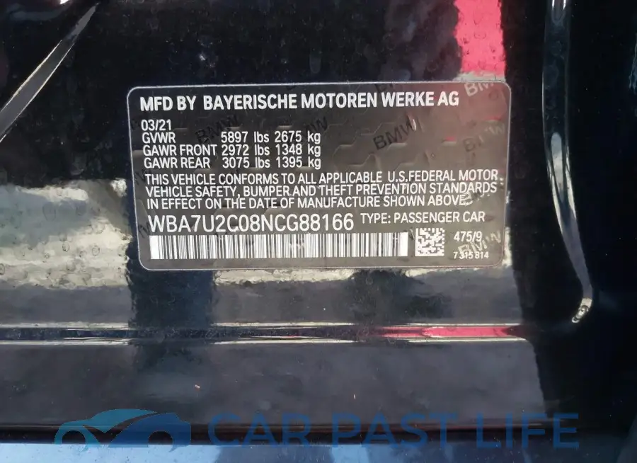 WBA7U2C08NCG88166# 9