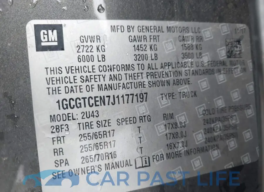 1GCGTCEN7J1177197# 9