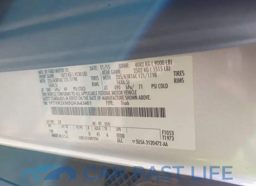 1FTYR3XM5GKA43461# 9