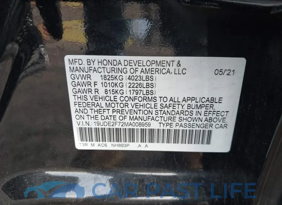 19UDE2F72MA008959# 9