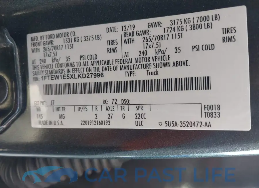 1FTEW1E5XLKD27996# 9