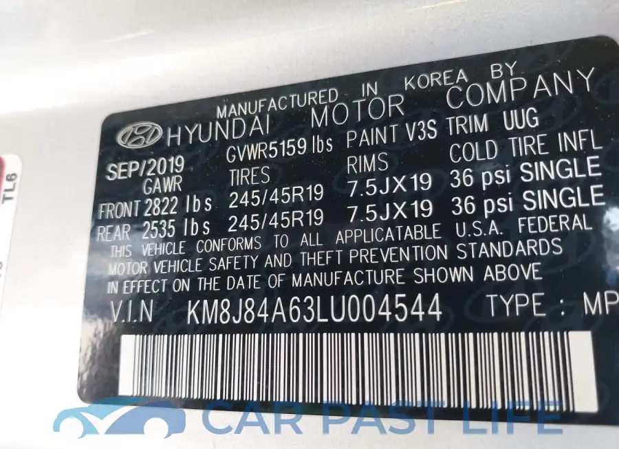 KM8J84A63LU004544# 9