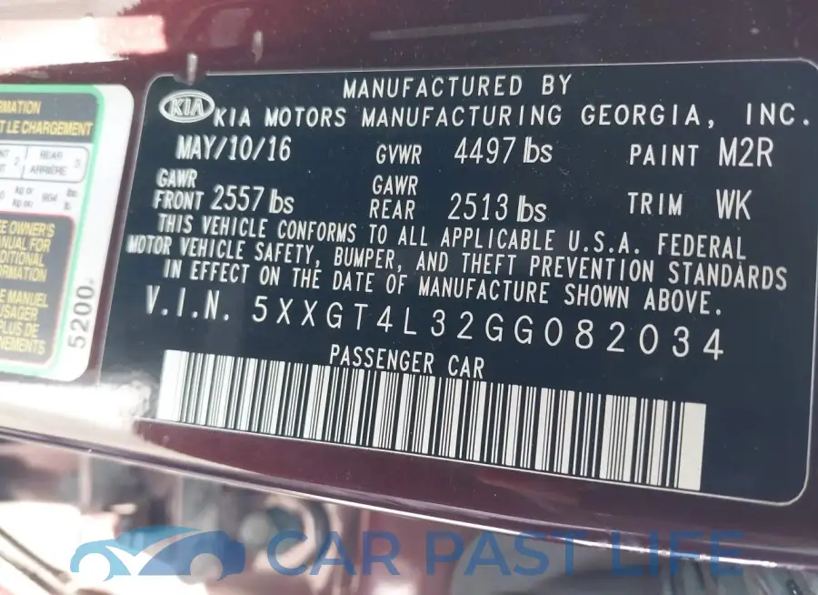 5XXGT4L32GG082034# 9