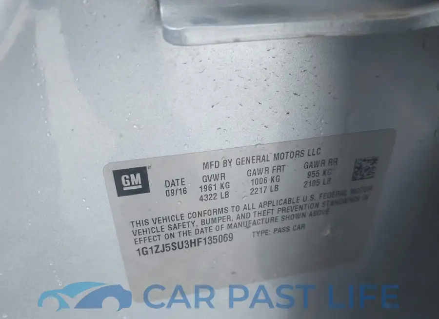 1G1ZJ5SU3HF135069# 9