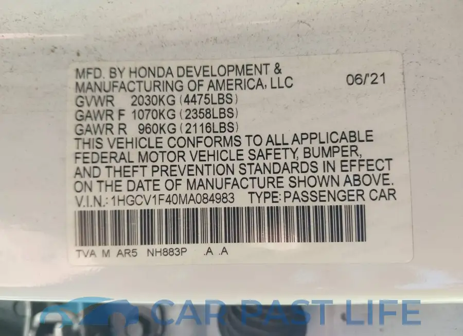 1HGCV1F40MA084983# 9