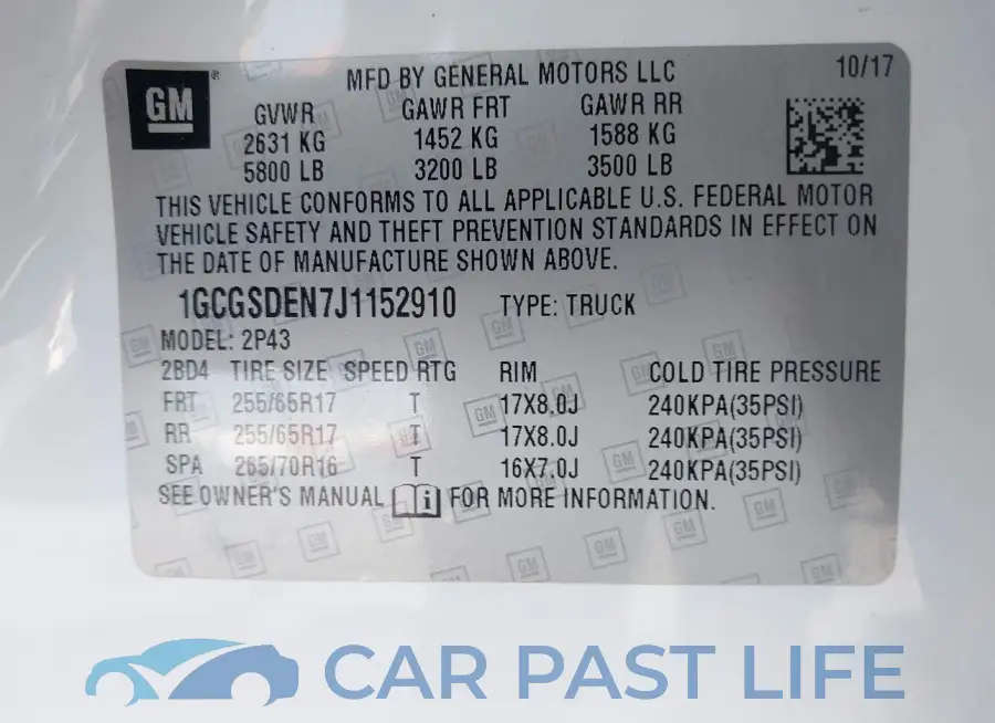 1GCGSDEN7J1152910# 9