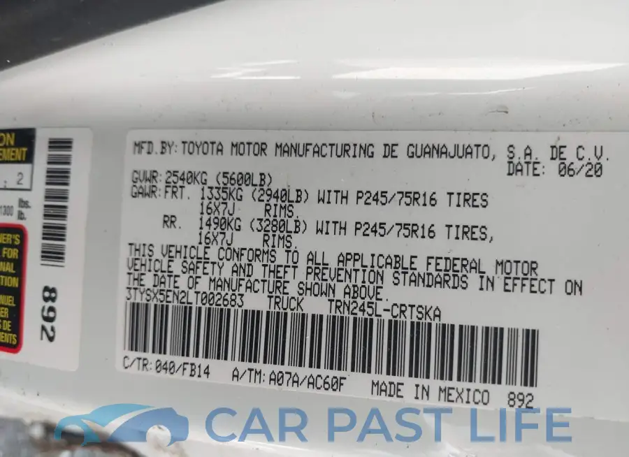 3TYSX5EN2LT002683# 9