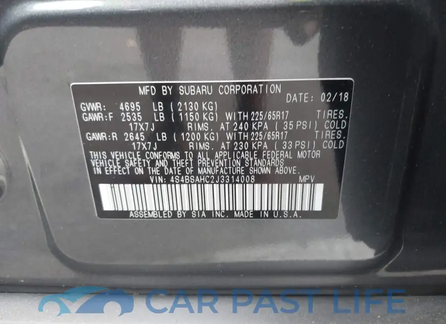 4S4BSAHC2J3314008# 9