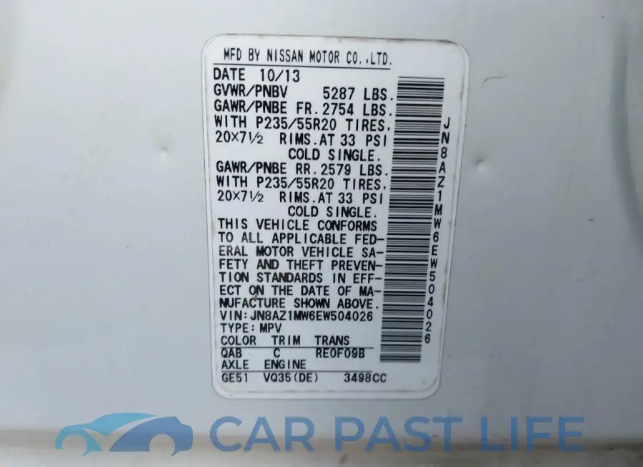 JN8AZ1MW6EW504026# 9
