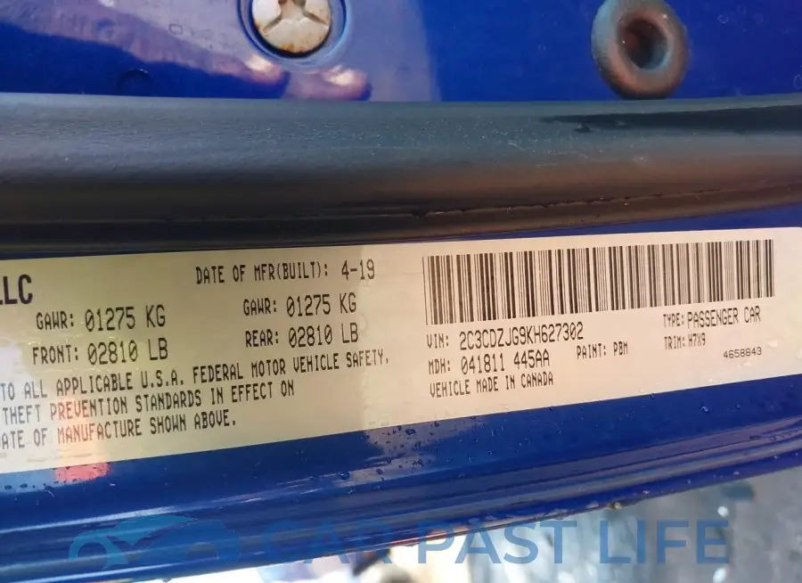 2C3CDZJG9KH627302# 9