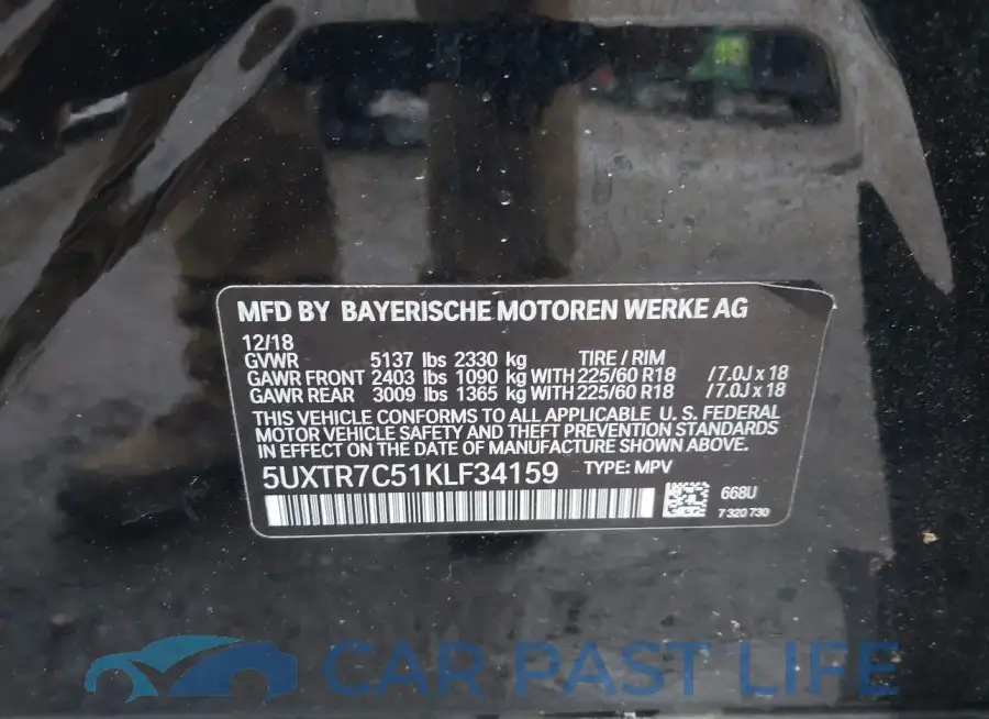 5UXTR7C51KLF34159# 9