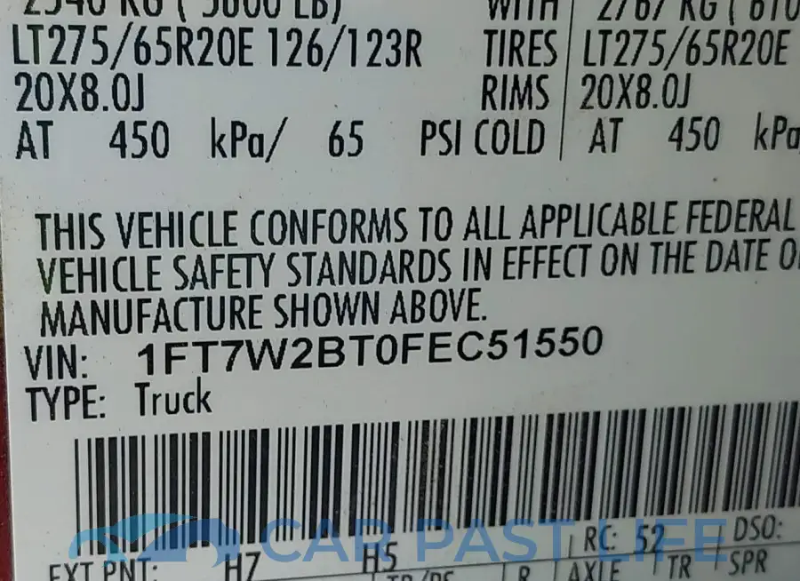 1FT7W2BT0FEC51550# 9