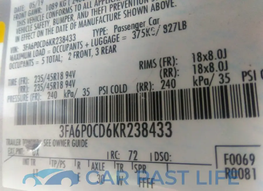 3FA6P0CD6KR238433# 9