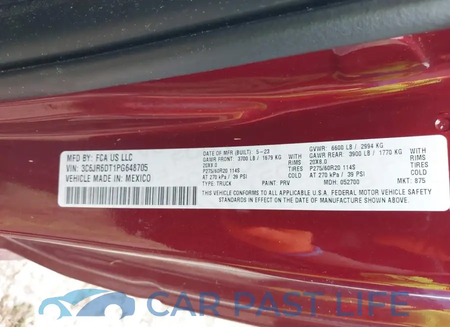 3C6JR6DT1PG648705# 9