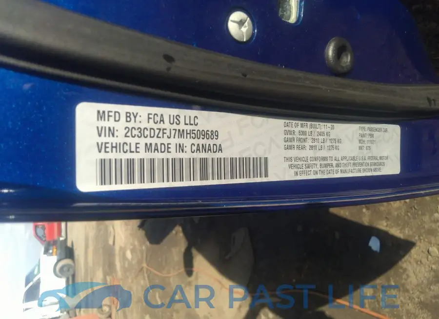 2C3CDZFJ7MH509689# 9