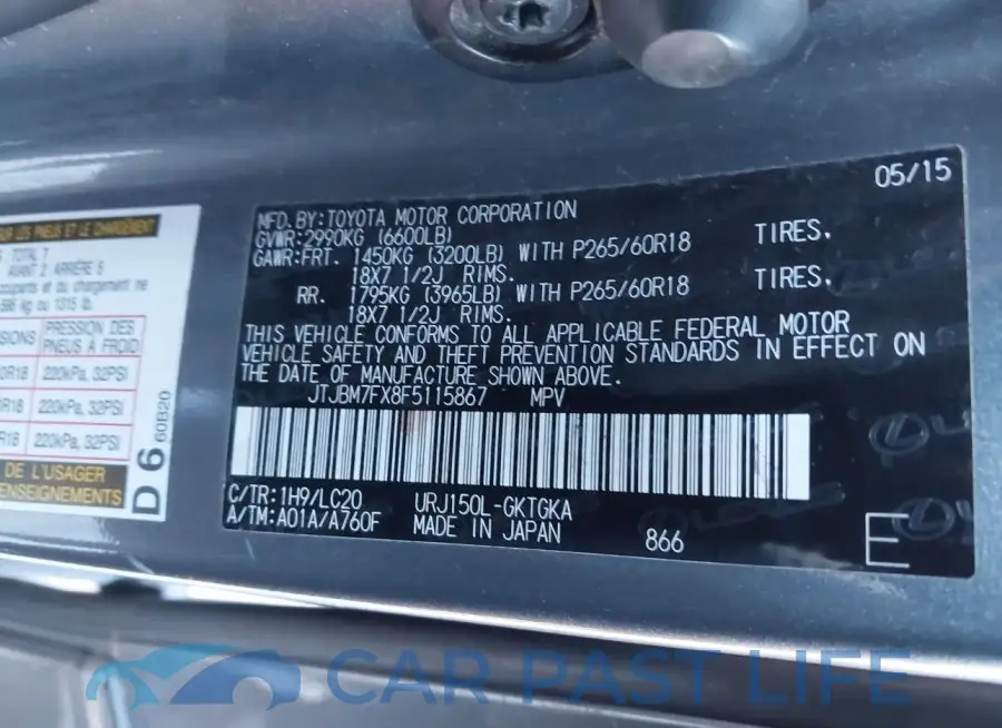 JTJBM7FX8F5115867# 9