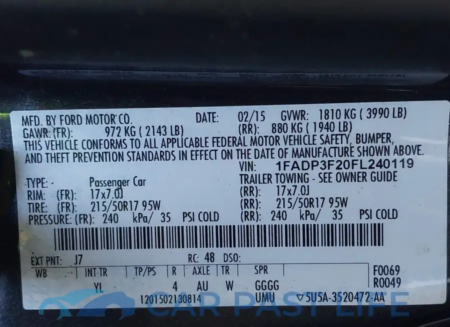 1FADP3F20FL240119# 9