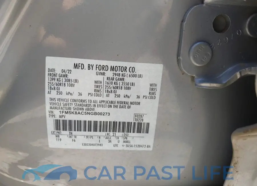 1FM5K8AC5NGB00273# 9