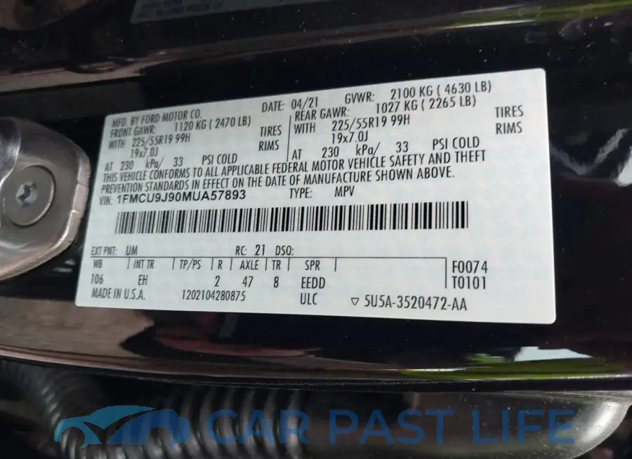 1FMCU9J90MUA57893# 9