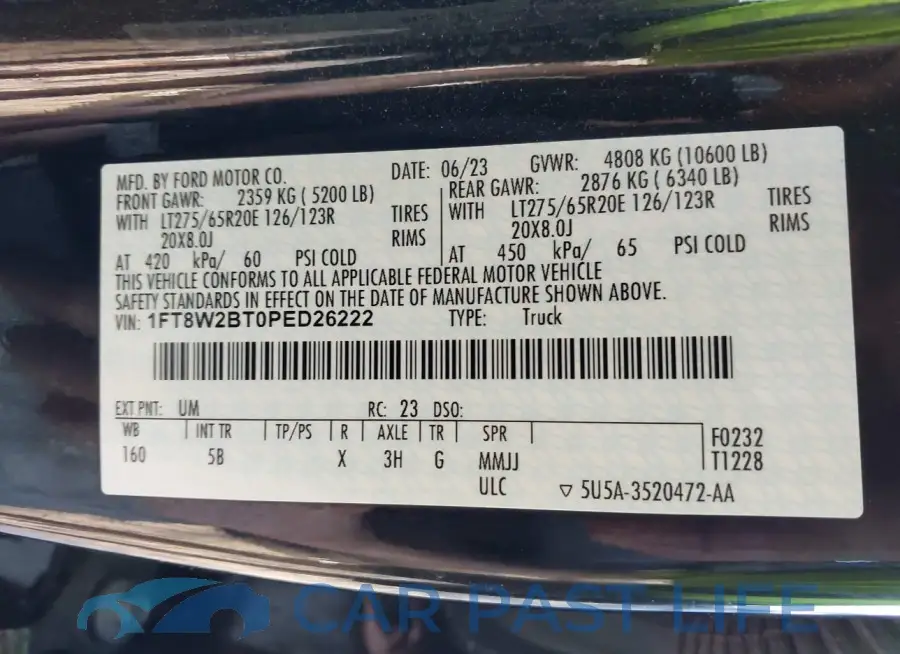 1FT8W2BT0PED26222# 8