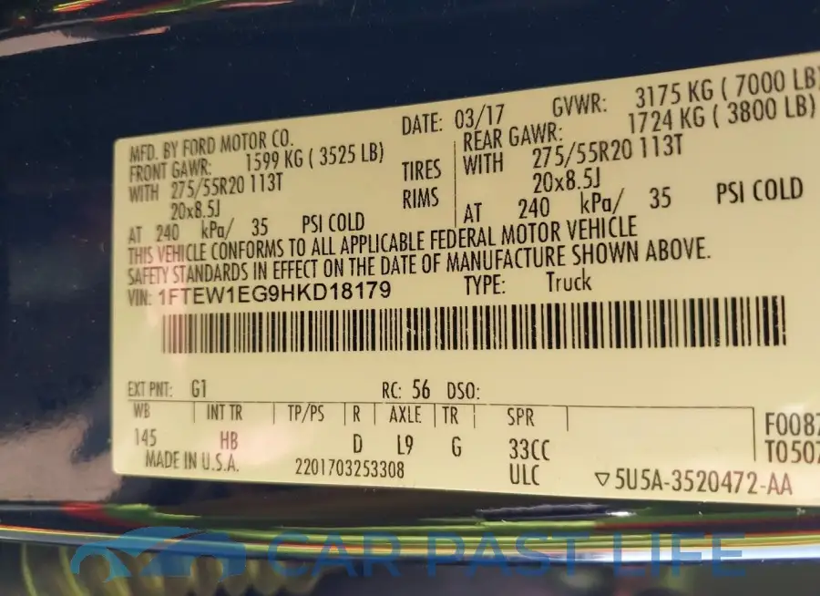 1FTEW1EG9HKD18179# 9