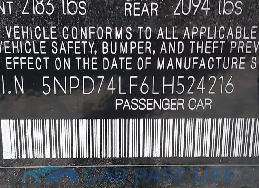 5NPD74LF6LH524216# 9