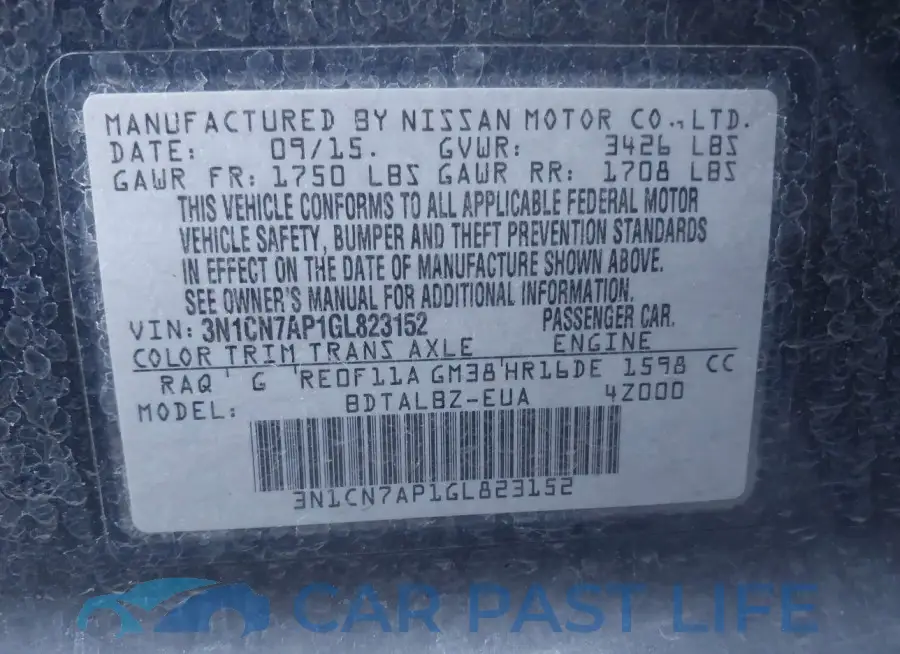 3N1CN7AP1GL823152# 9