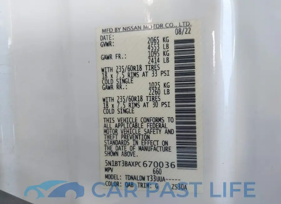 5N1BT3BAXPC670036# 9
