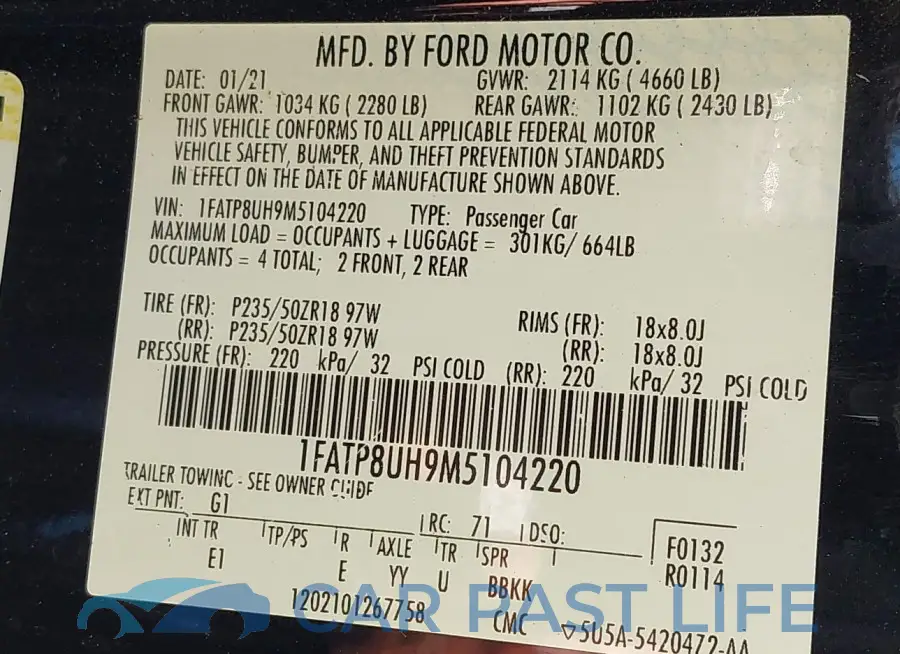 1FATP8UH9M5104220# 9