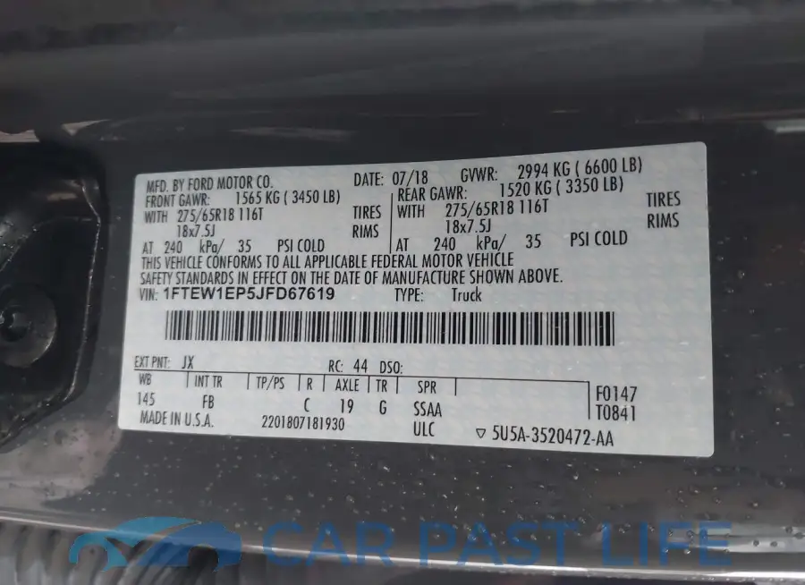 1FTEW1EP5JFD67619# 9