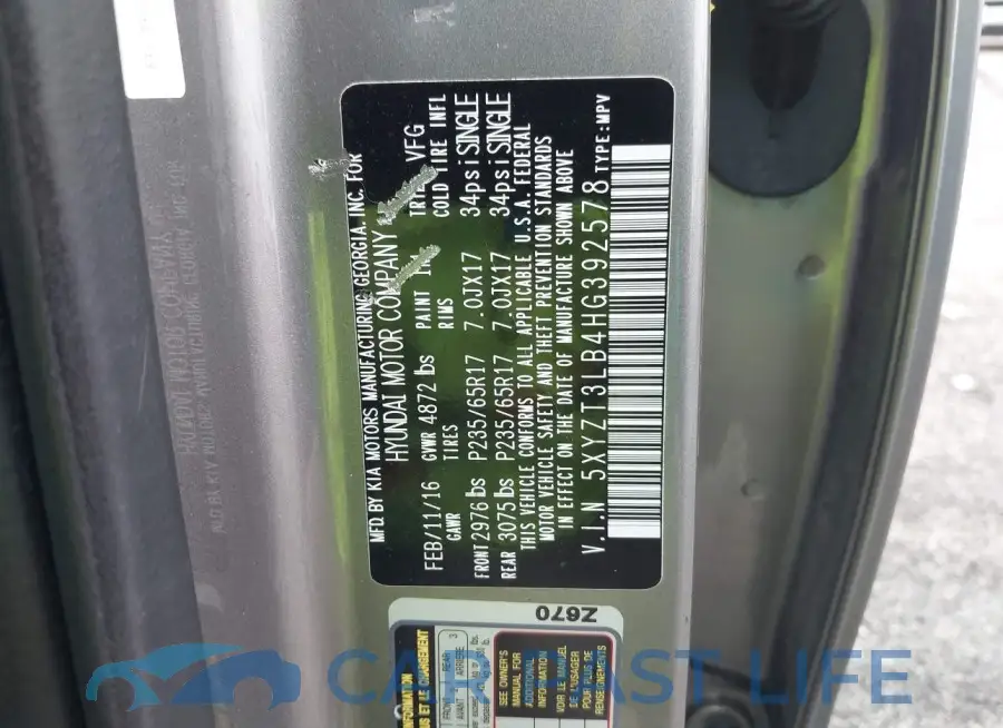 5XYZT3LB4HG392578# 9