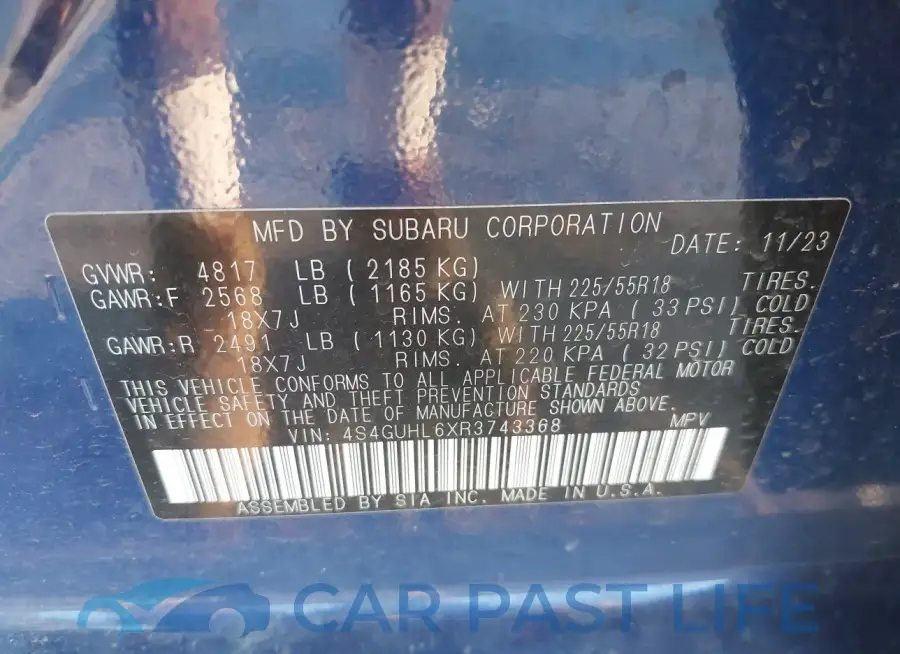 4S4GUHL6XR3743368# 9