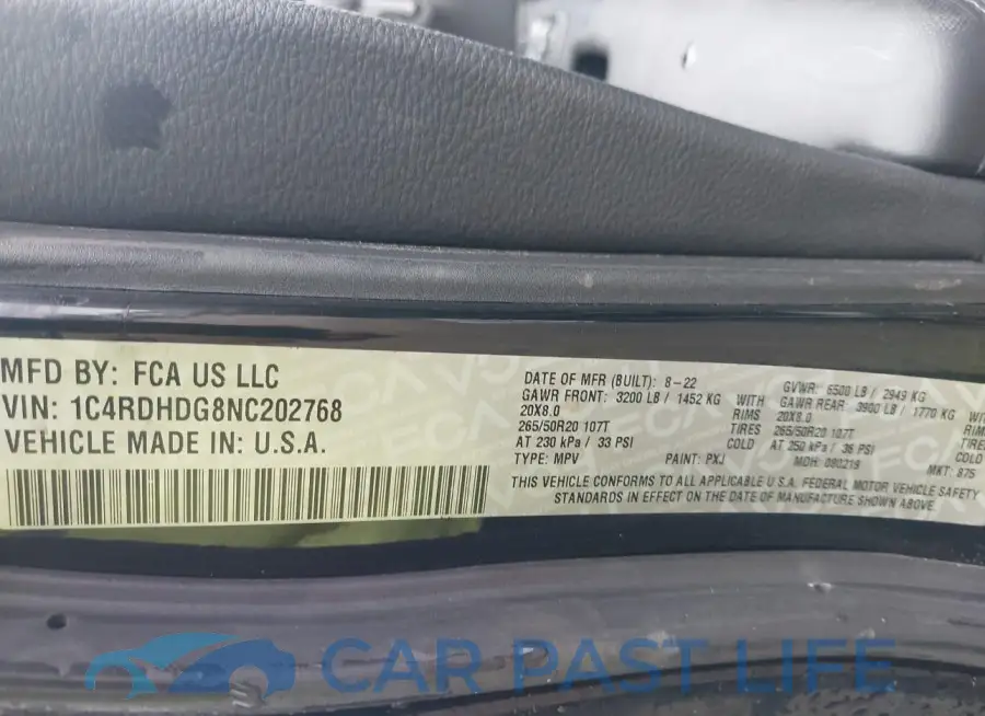 1C4RDHDG8NC202768# 9