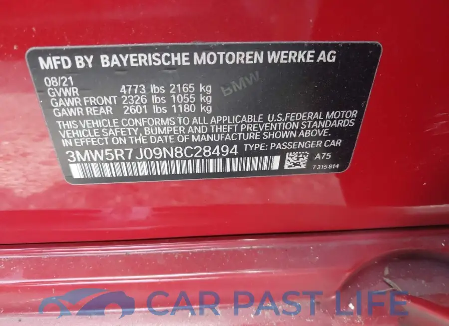 3MW5R7J09N8C28494# 9