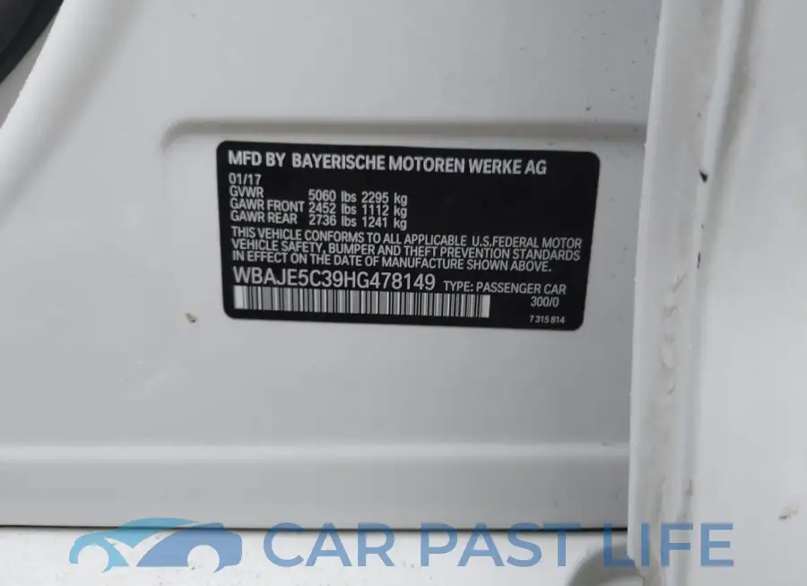 WBAJE5C39HG478149# 9