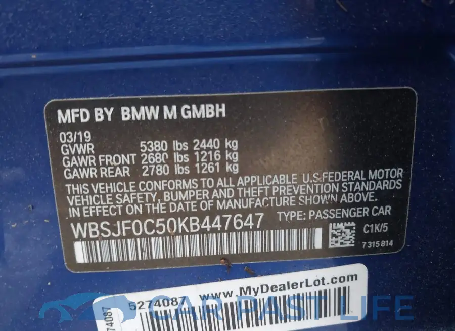 WBSJF0C50KB447647# 9