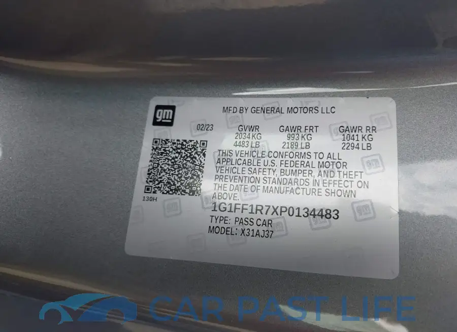1G1FF1R7XP0134483# 9