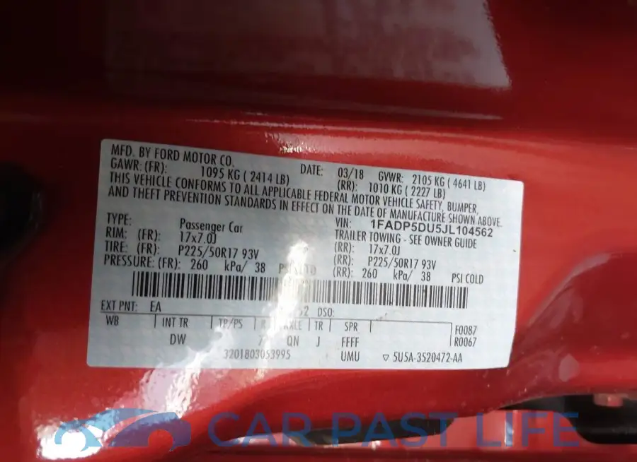 1FADP5DU5JL104562# 9