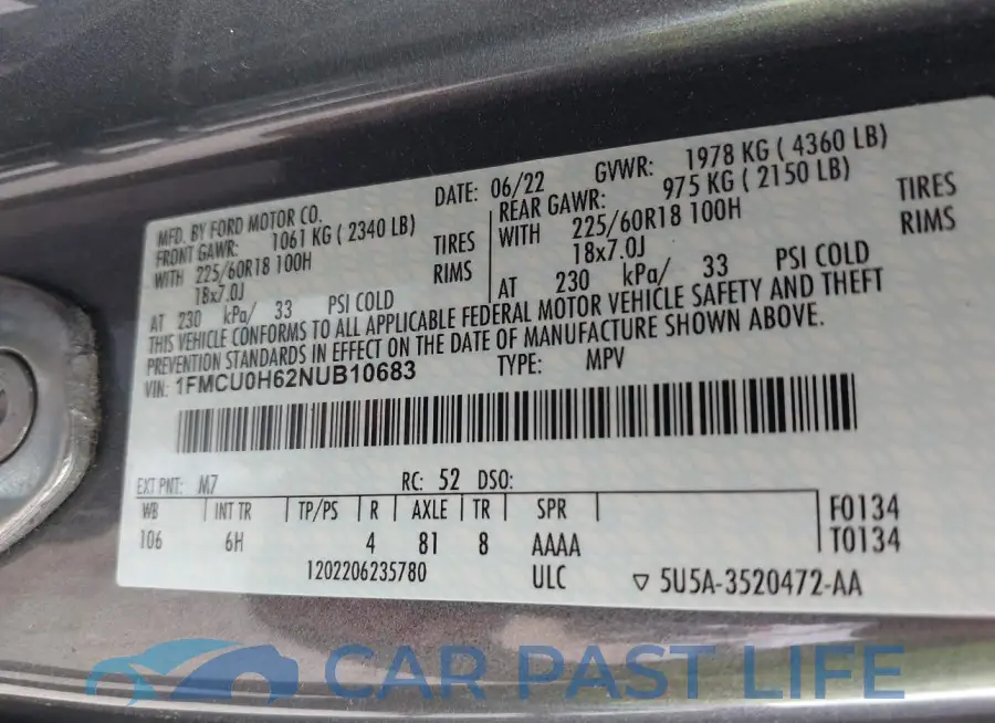 1FMCU0H62NUB10683# 9