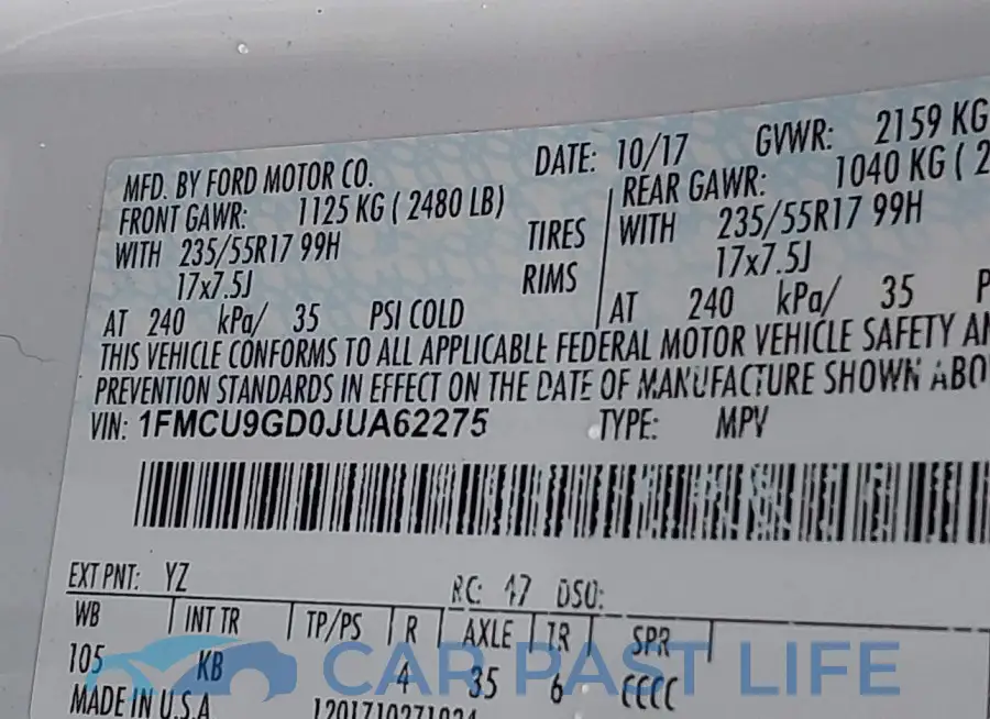 1FMCU9GD0JUA62275# 9