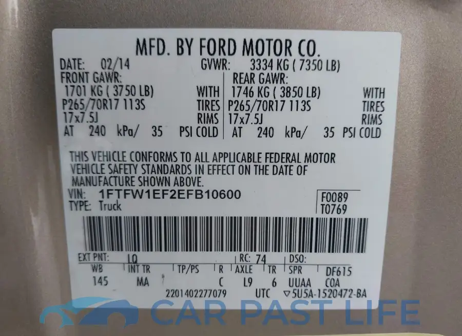 1FTFW1EF2EFB10600# 9