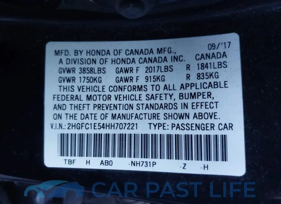 2HGFC1E54HH707221# 9