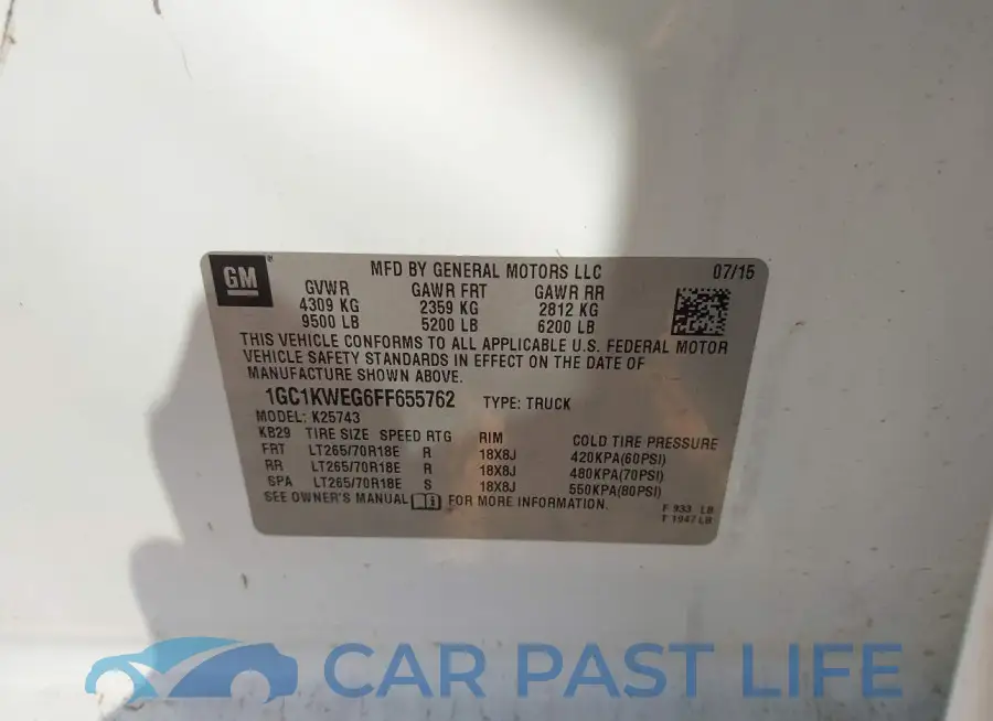 1GC1KWEG6FF655762# 9