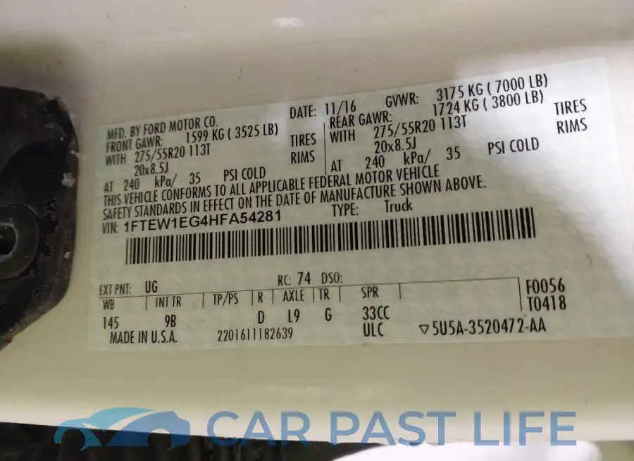 1FTEW1EG4HFA54281# 9