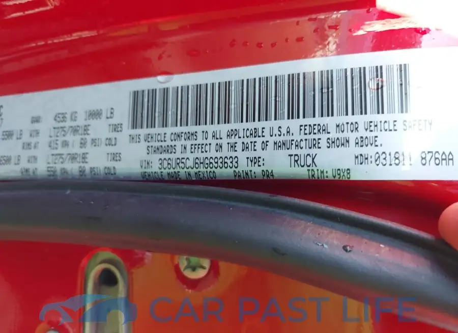 3C6UR5CJ6HG693633# 9