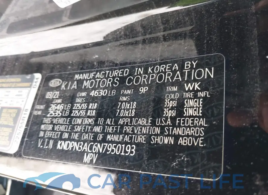 KNDPN3AC6N7950193# 9