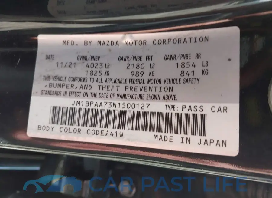 JM1BPAA73N1500127# 9