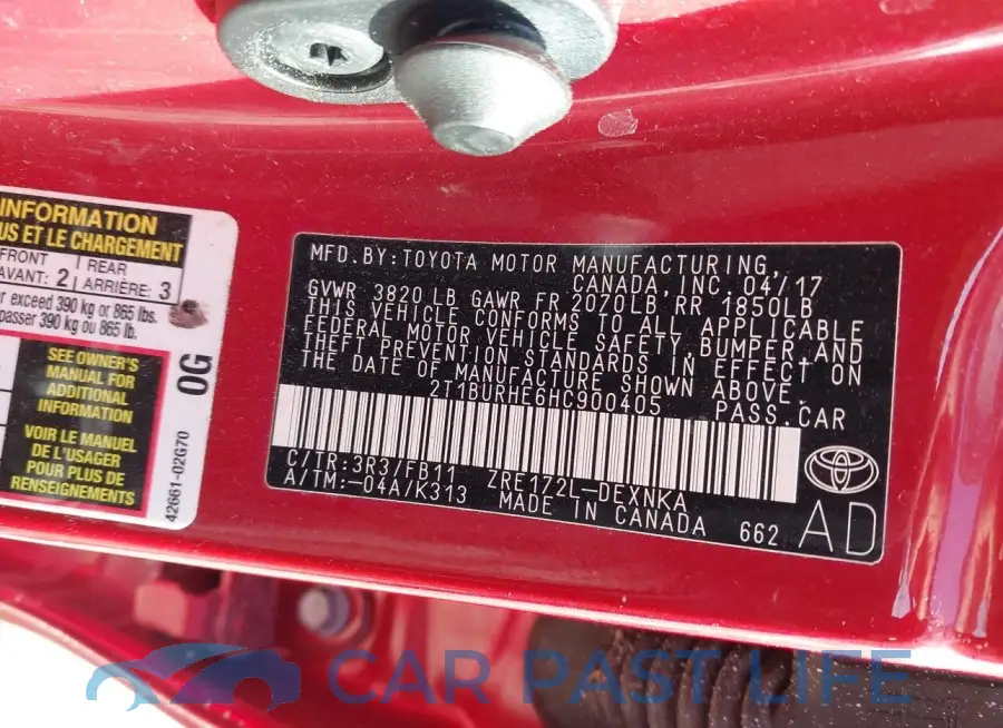 2T1BURHE6HC900405# 9
