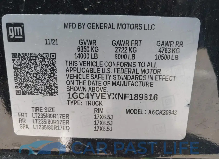 1GC4YVEYXNF189816# 8