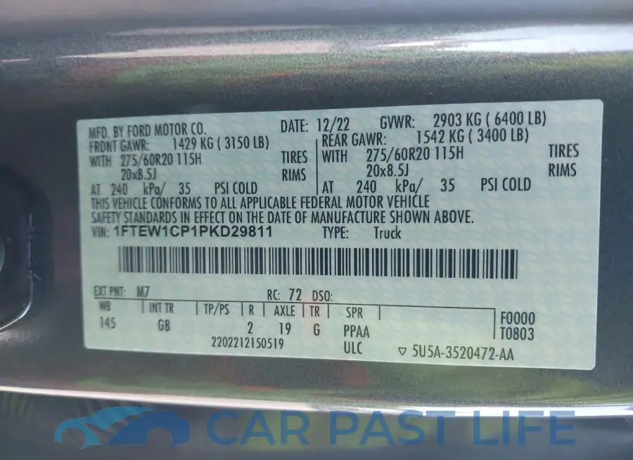 1FTEW1CP1PKD29811# 9